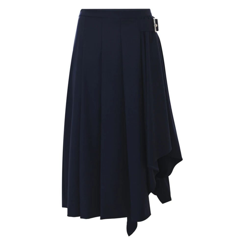 Kocca Asymmetrische Geplooide Rok met Riem Blue Dames
