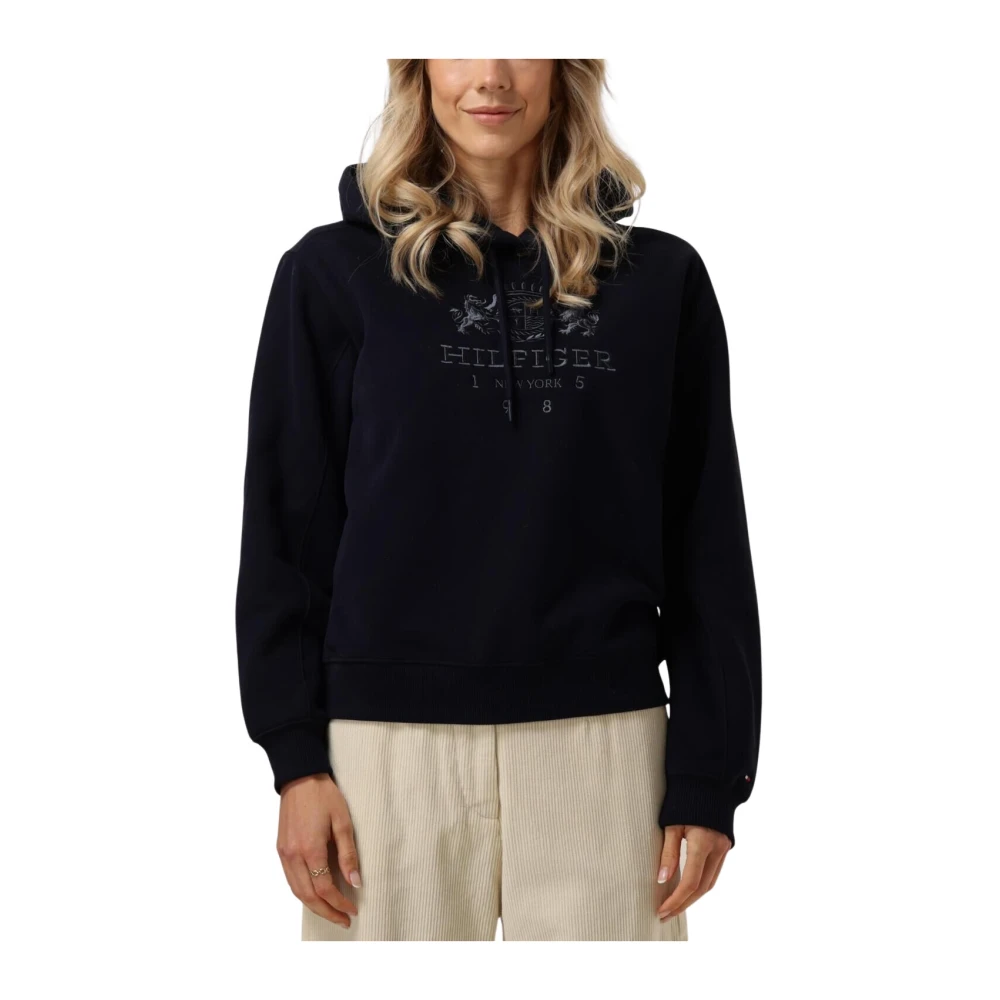 Tommy Hilfiger Varsity Crest Hoodie Modern Stijl Blue Dames