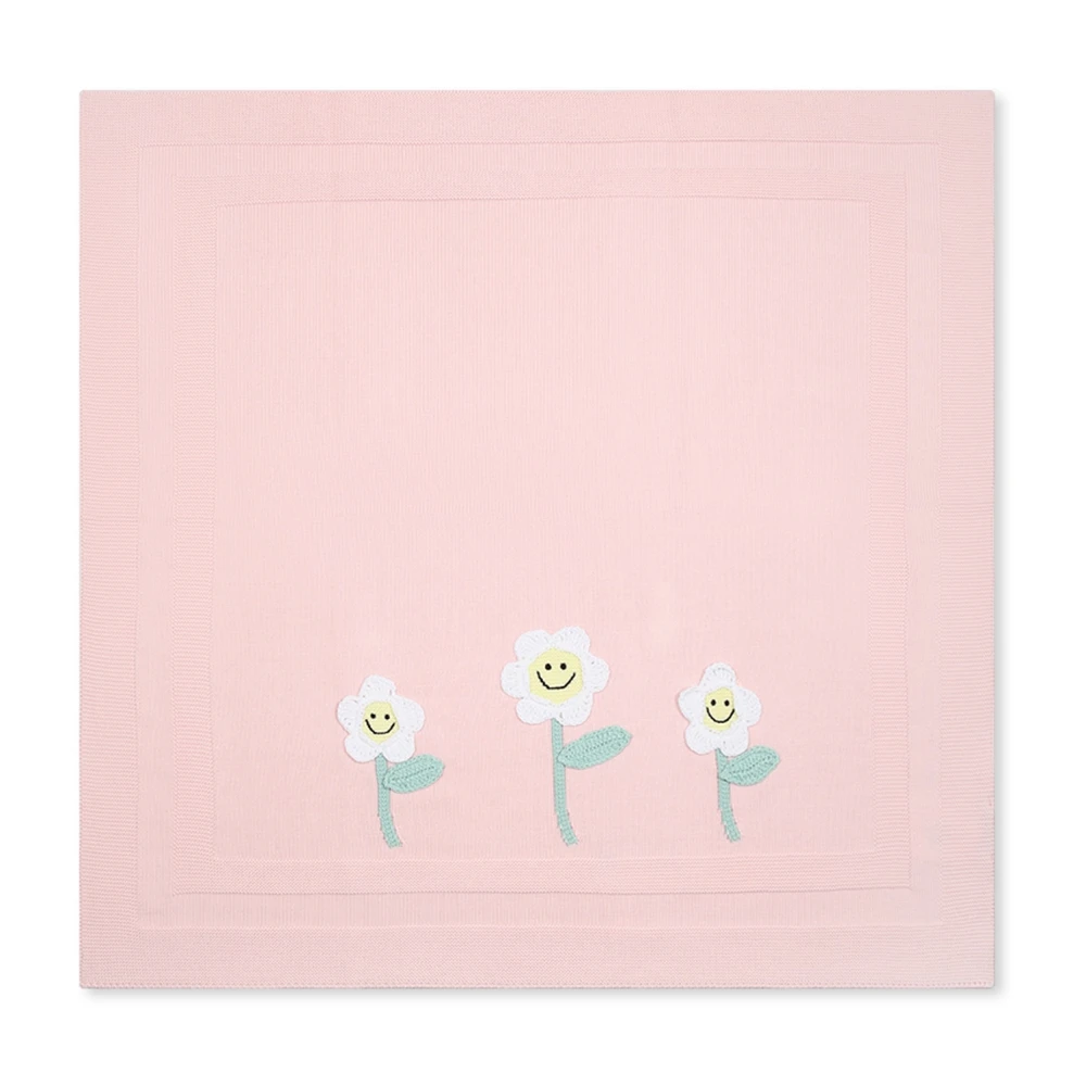 Stella McCartney Rosa Stickad Bomullsfilt med Blommor Pink, Dam