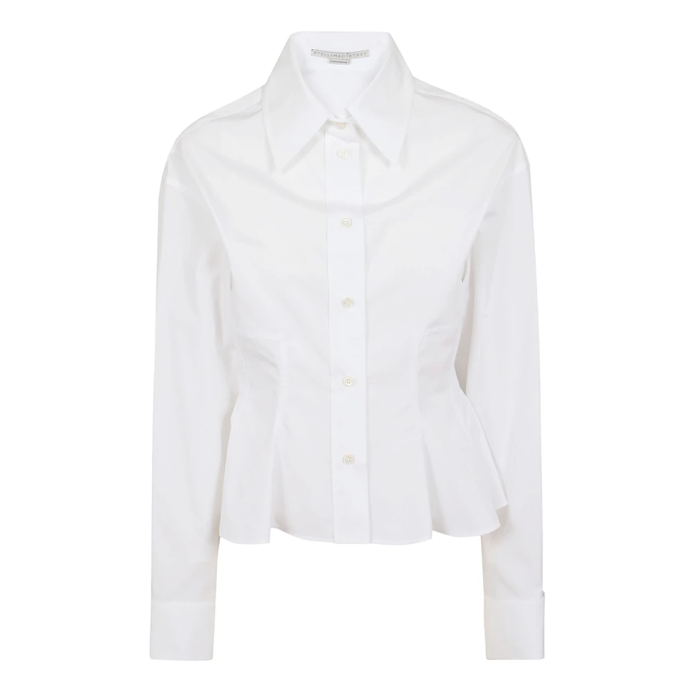 Stella Mccartney Witte Katoenen Poplin Peplum Shirt White Dames