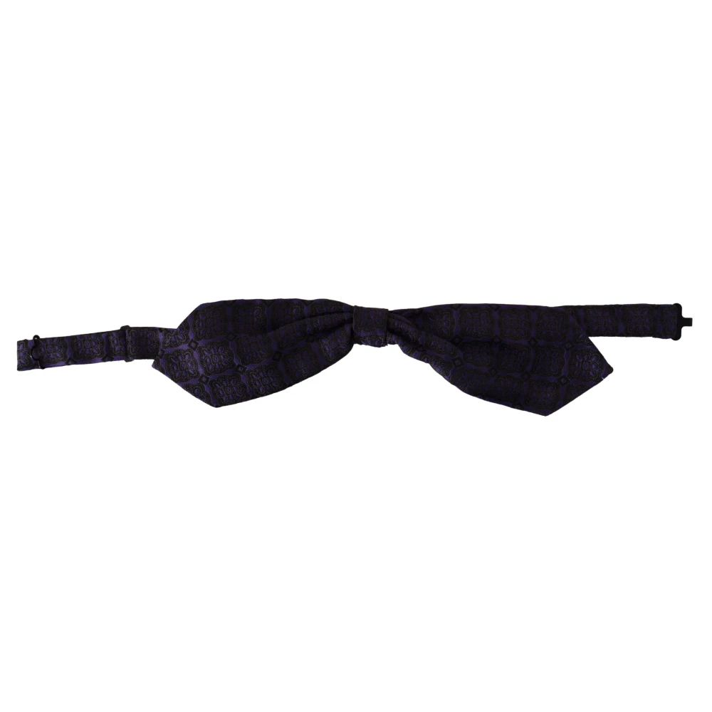 Dolce & Gabbana Men's Blue Geometric Pattern Tied Bow Tie