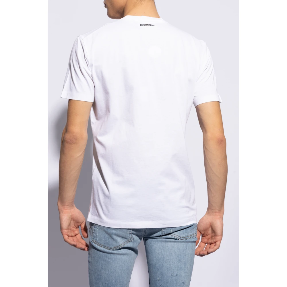 Dsquared2 T-shirt met sprankelende kristallen White Heren