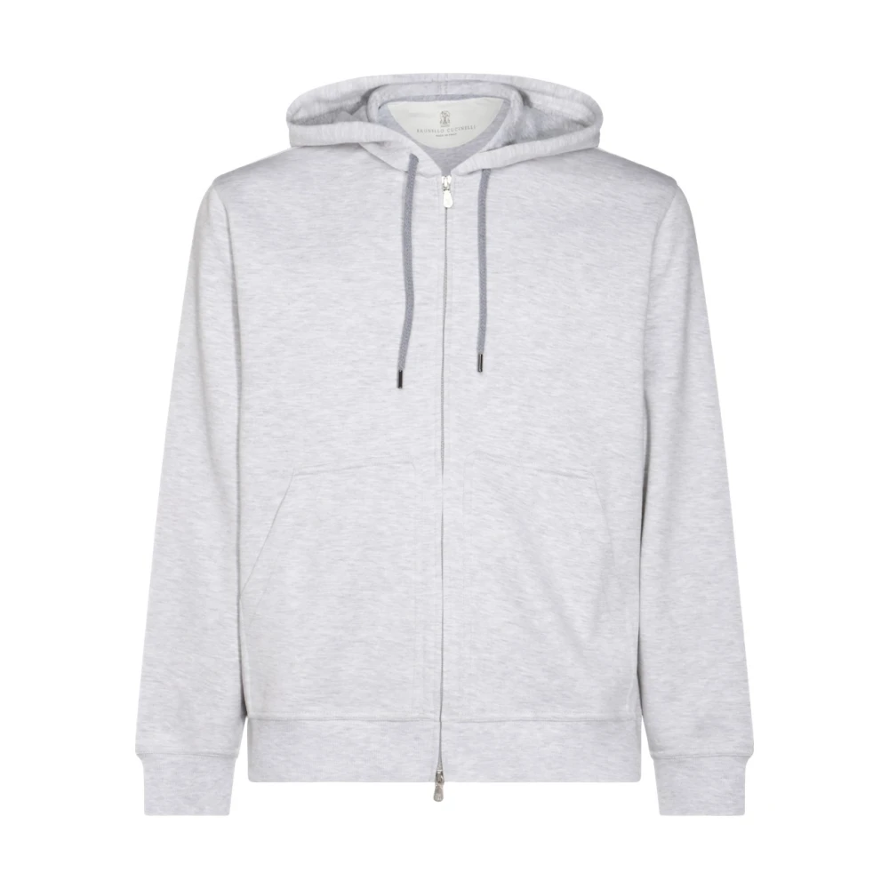 BRUNELLO CUCINELLI Grijze Katoenen Hoodie Sweaters White Heren