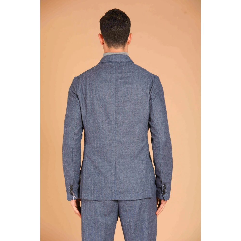 Mason's Pinstripe Flanel Heren Blazer Regular Fit Blue Heren