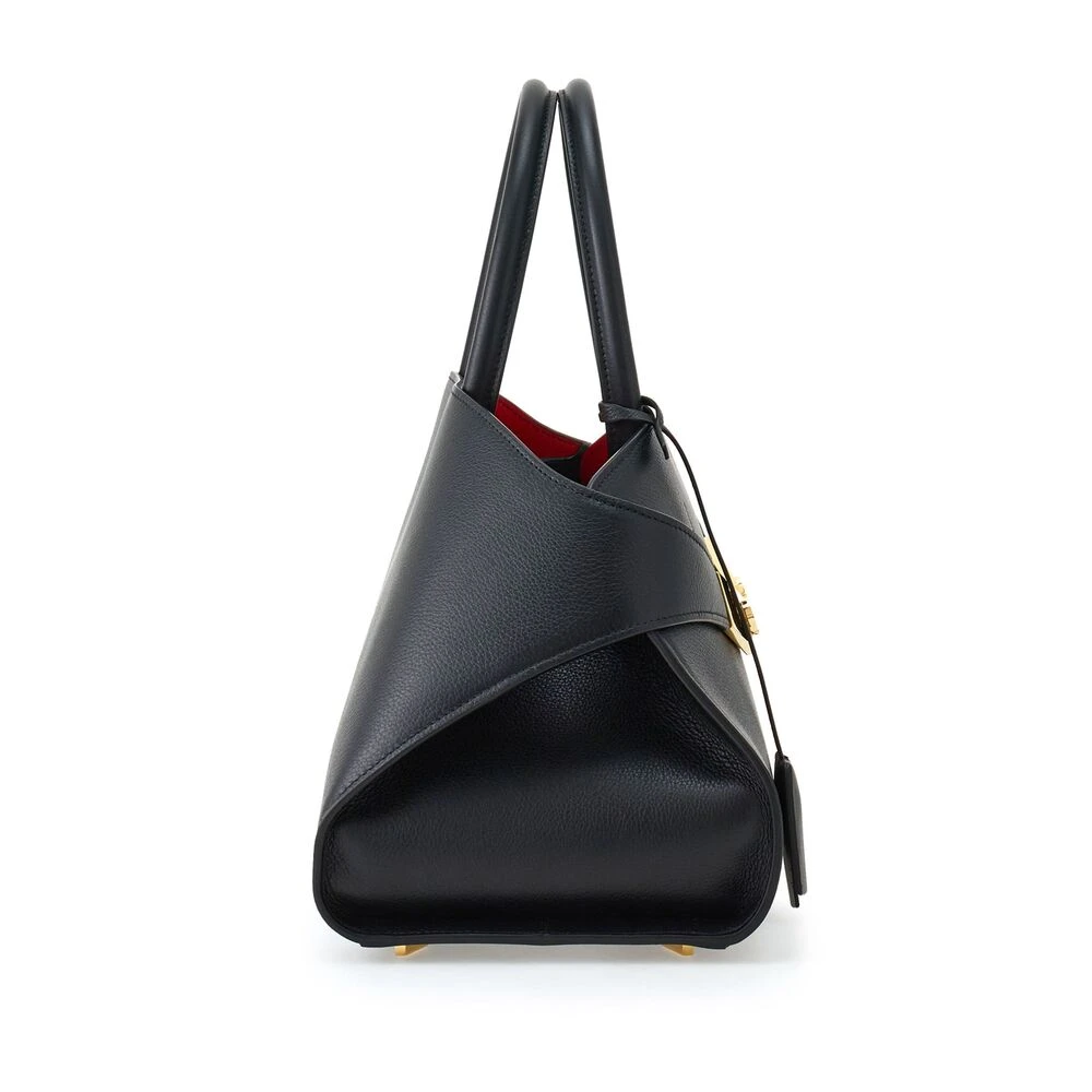 Salvatore Ferragamo Zwarte Leren Handtas met Gancini Plaque Black Dames