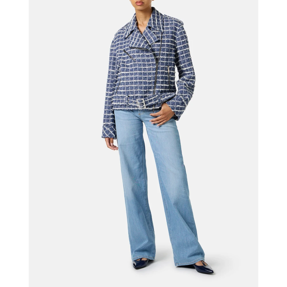 Iceberg 5-pocket broek met wijde pijpen in indigo denim Blue Dames