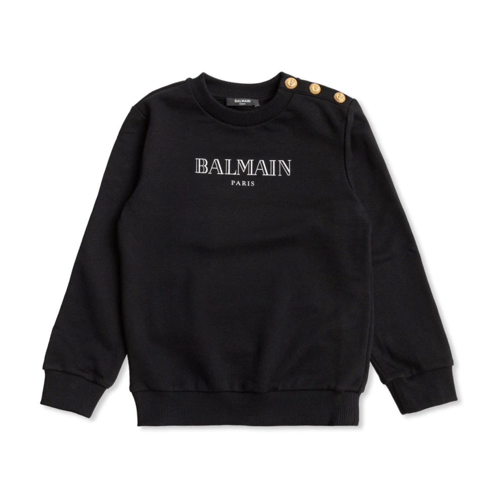 Balmain Unisex Kids Black Printed Logo Sweatshirt - Kids Sweatshirts - 10 Y - Kids
