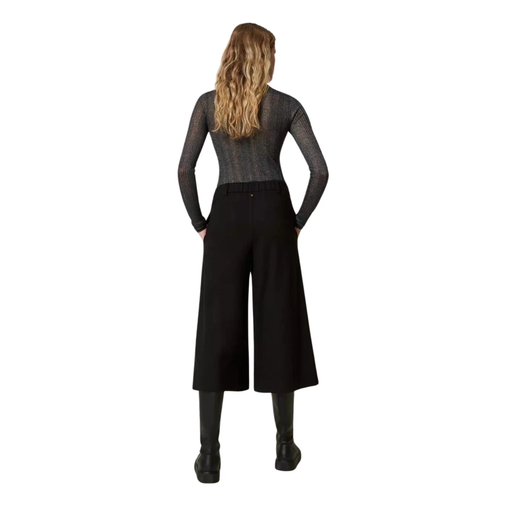 Twinset Zwarte Cropped Milano Broek Black Dames