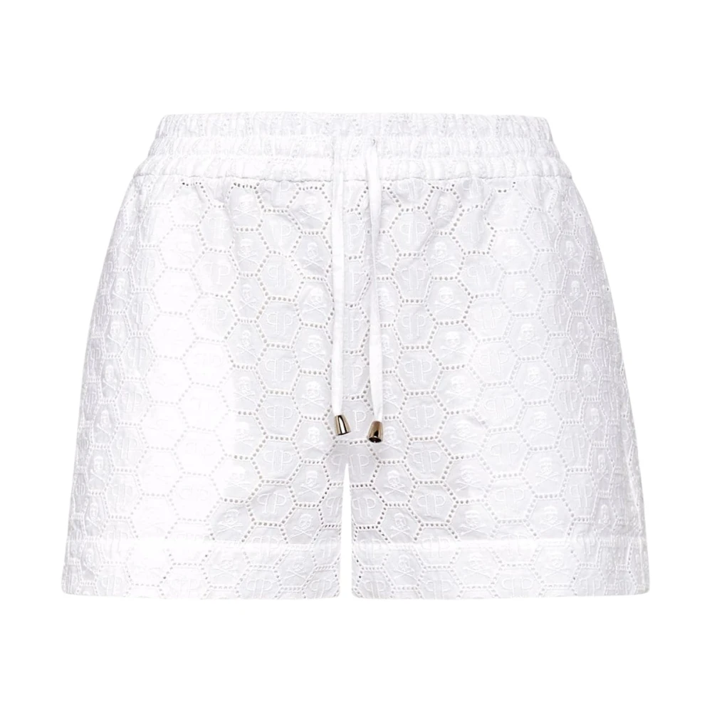 Philipp Plein Witte Kant Casual Shorts White Dames