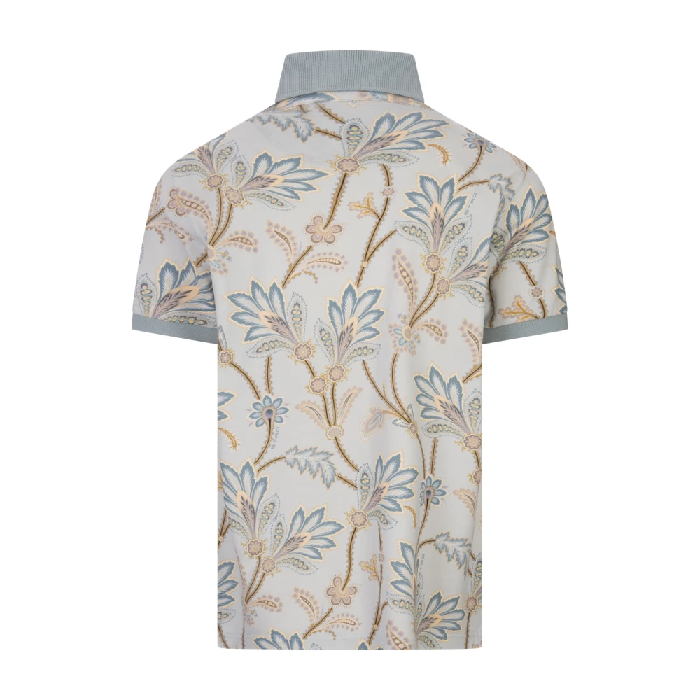 ETRO Blauwe Bloemen Polo Shirt Blue Heren
