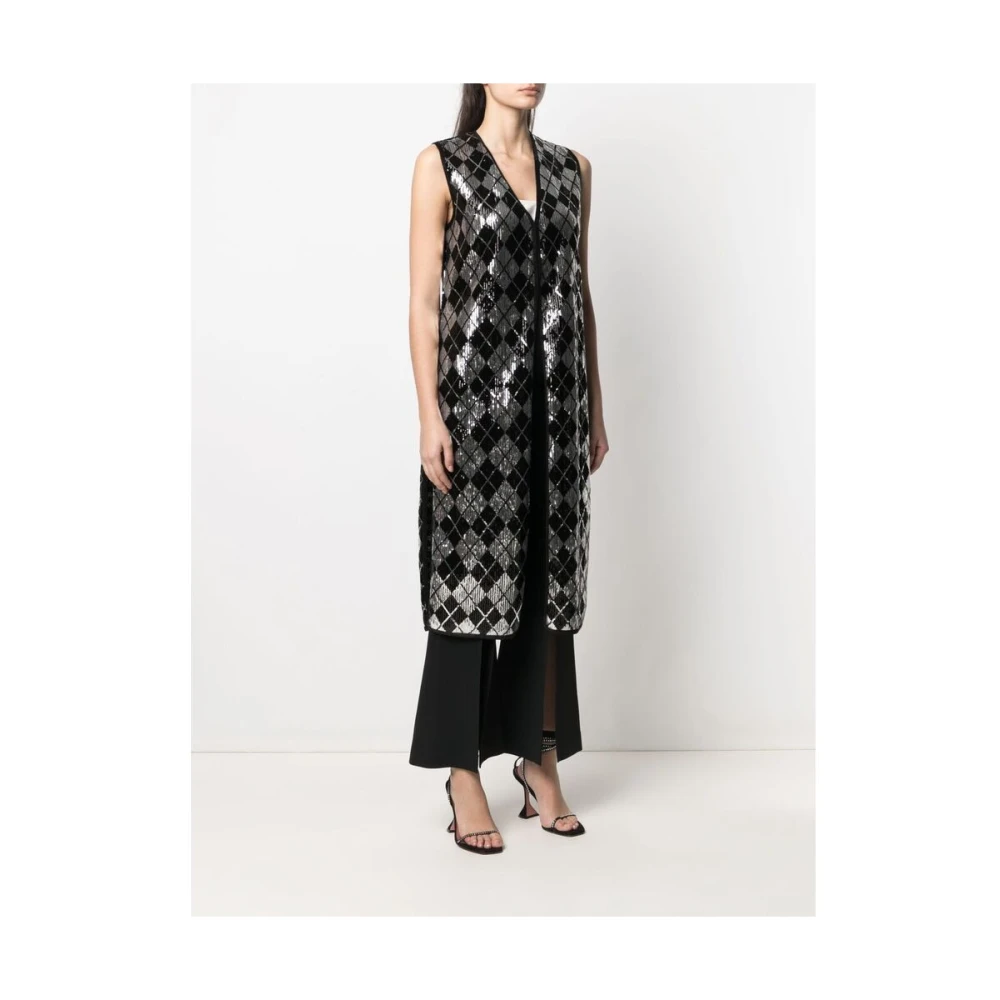 Charlott Pailletten versierde mouwloze vest Black Dames