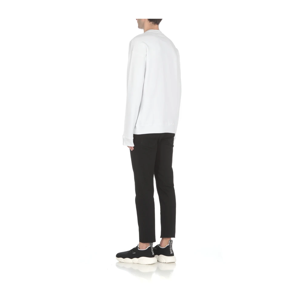 Moschino Witte Katoenen Sweatshirt met Contrasterend Logo White Heren