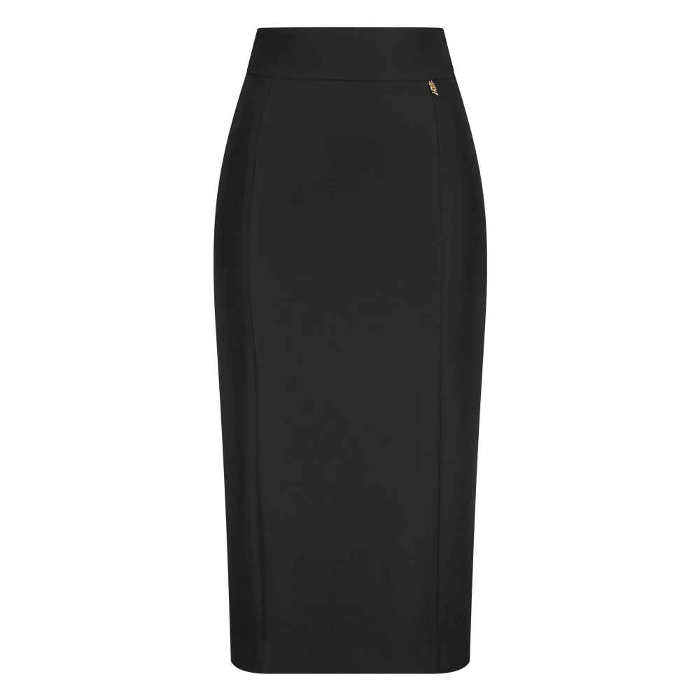 Nicowa Gouden Monogram Hoge Taille Pencil Rok Black Dames