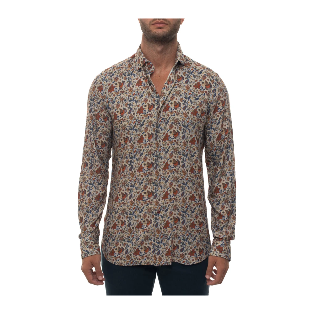 Càrrel Bladprint Jurk Hals Shirt Multicolor Heren