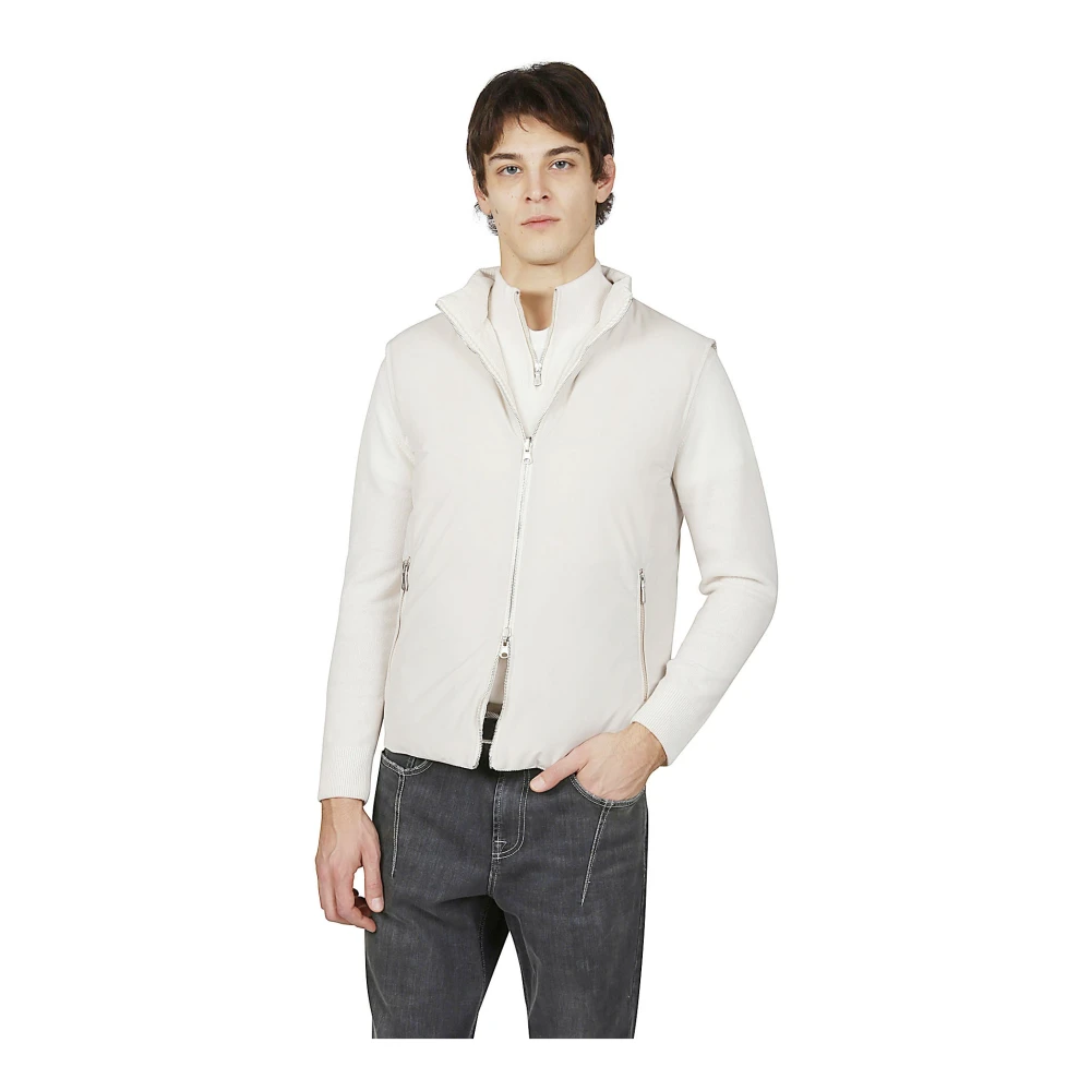 Eleventy Omkeerbaar Fluweel en Nylon Vest Beige Heren