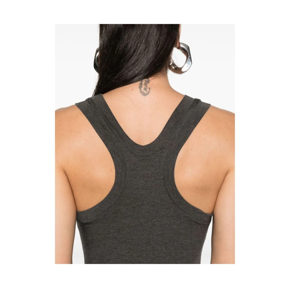 Norma Kamali Antracietgrijze Mouwloze Ronde Hals T-shirt Gray Dames