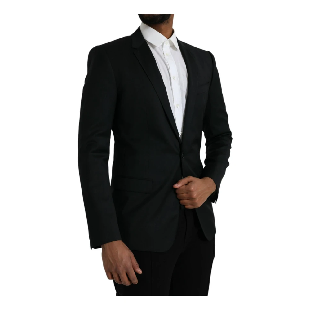 Dolce & Gabbana Zwarte Wol Blazer Slim Fit Black Heren