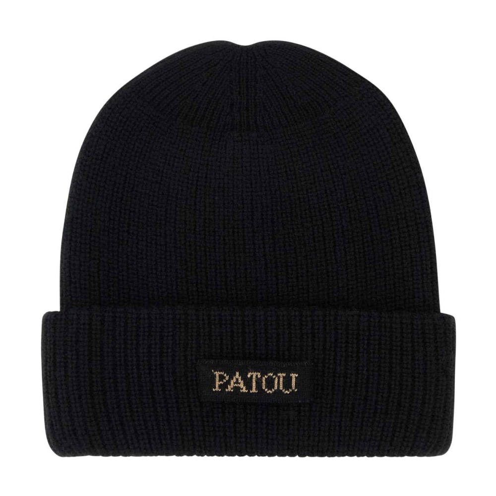 Patou Zwarte wollen beanie muts Black Dames