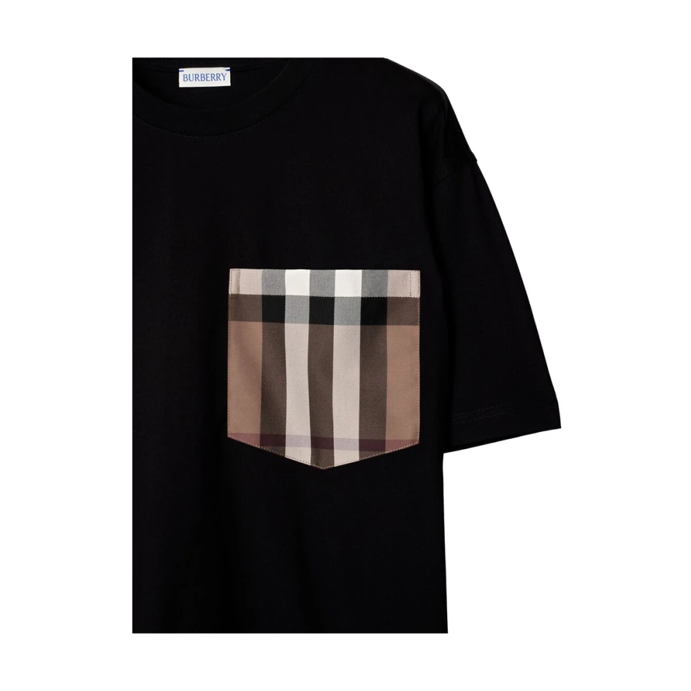Burberry Geruite Zak Crew Neck T-shirt Black Dames