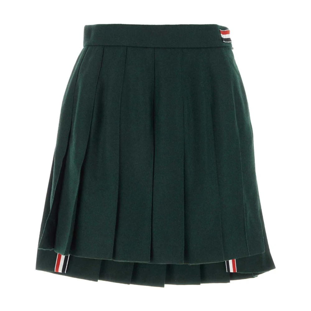 Thom Browne Groene Wol Mini Rok Green Dames