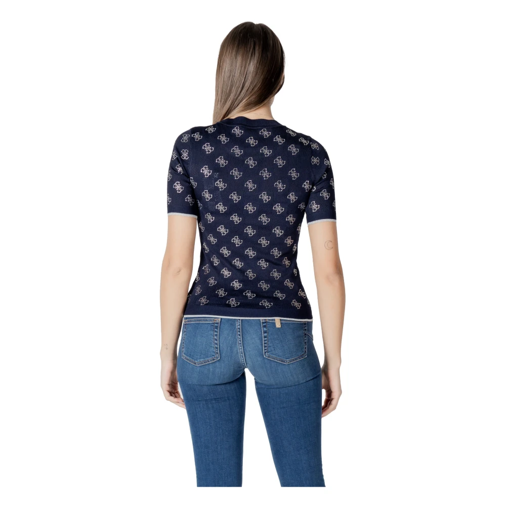 Guess Blauw Bedrukt Ronde Hals T-Shirt Blue Dames