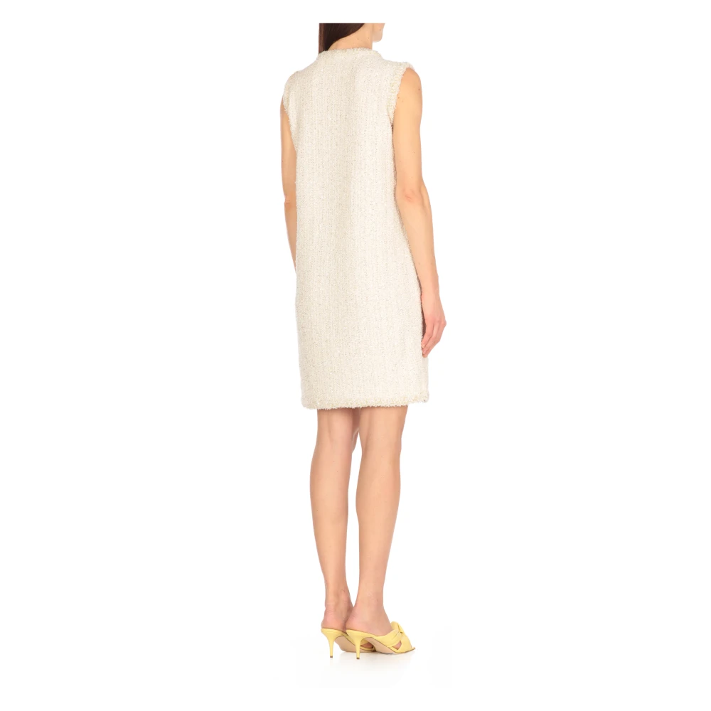 Fabiana Filippi Ivoor Katoenen Jurk met Pailletten Details Beige Dames