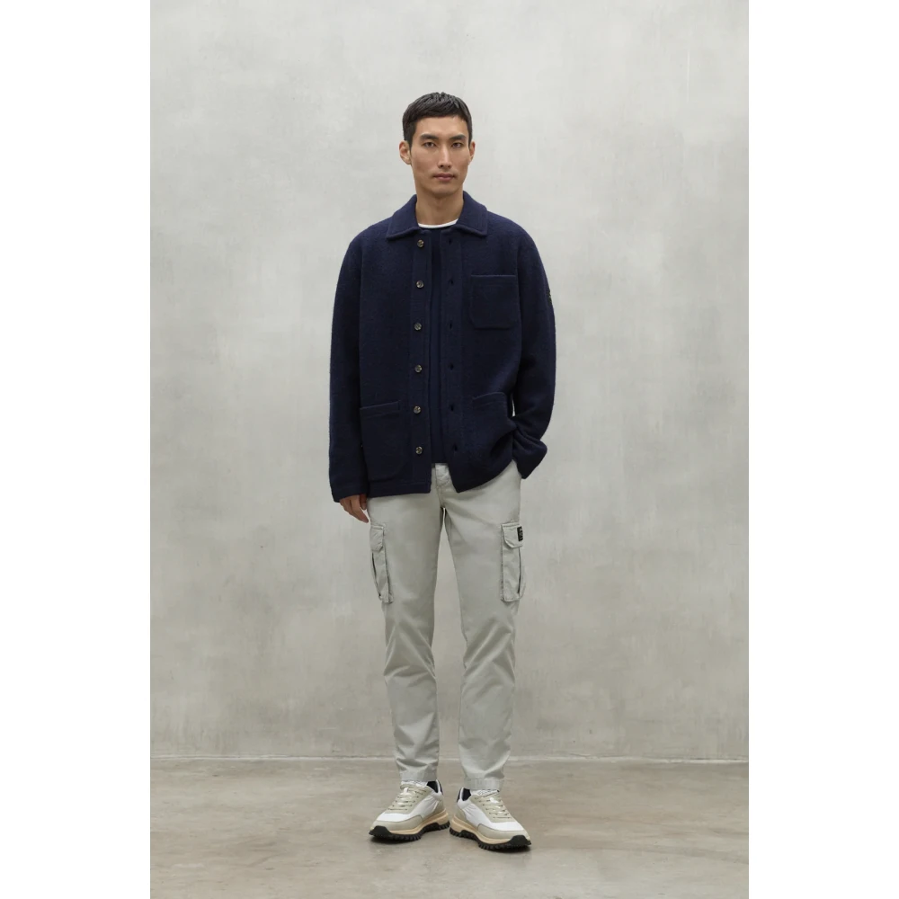 Ecoalf Blauwe Wollen Jas met Knopen Blue Heren