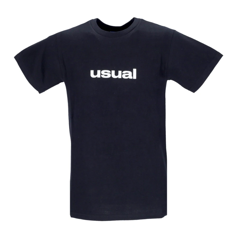 Usual Zwarte Heren Tee met Omlijnd Print Black Heren