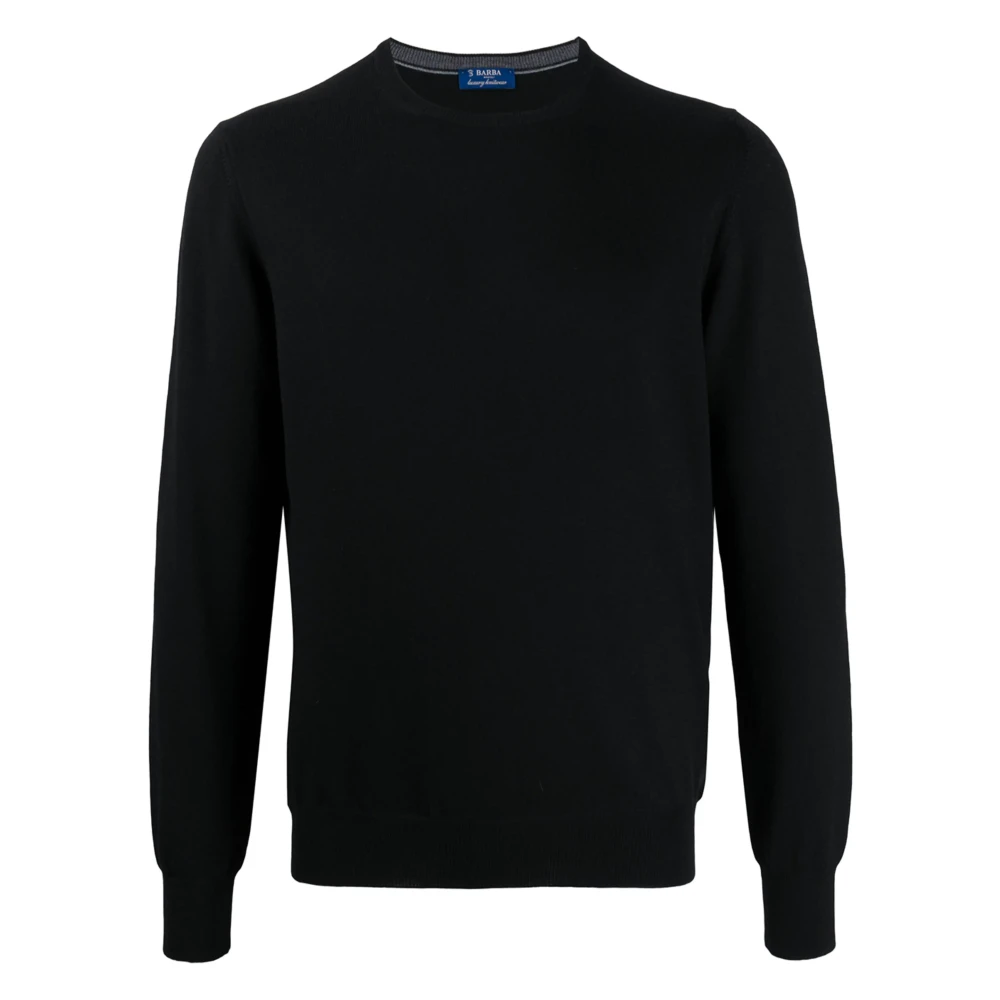 Barba Virgin Wool Crew-Neck Gebreide kleding Black Heren