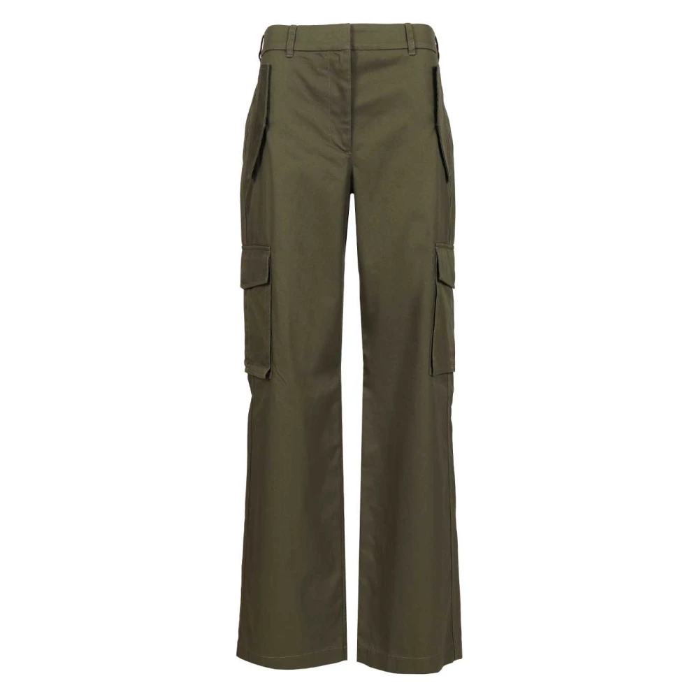 Burberry Vrouw Groente Broeken Dames, Groen, S, Katoen, Check Trim Gabardine Cargo Broek