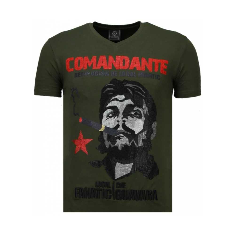 Local Fanatic Che Guevara Comandante Rhinestone - T Shirt Herr - 5781G Green, Herr