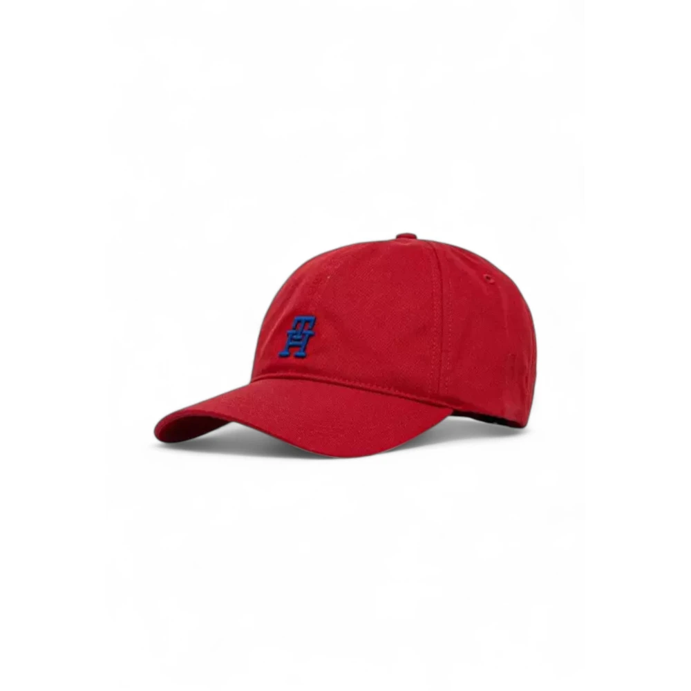 Tommy Hilfiger Red Hats & Caps, Male, One Size, Contrasting Monogram Baseball Cap