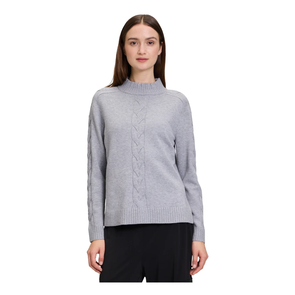 Betty Barclay Chunky Gebreide Trui met Opstaande Kraag Gray Dames
