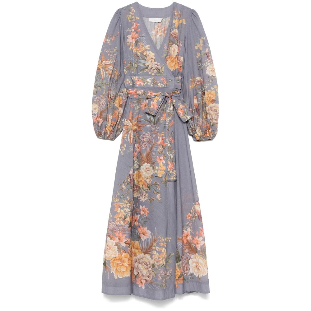 Zimmermann Blauwe Omslagjurk Elastische Manchetten Purple Dames