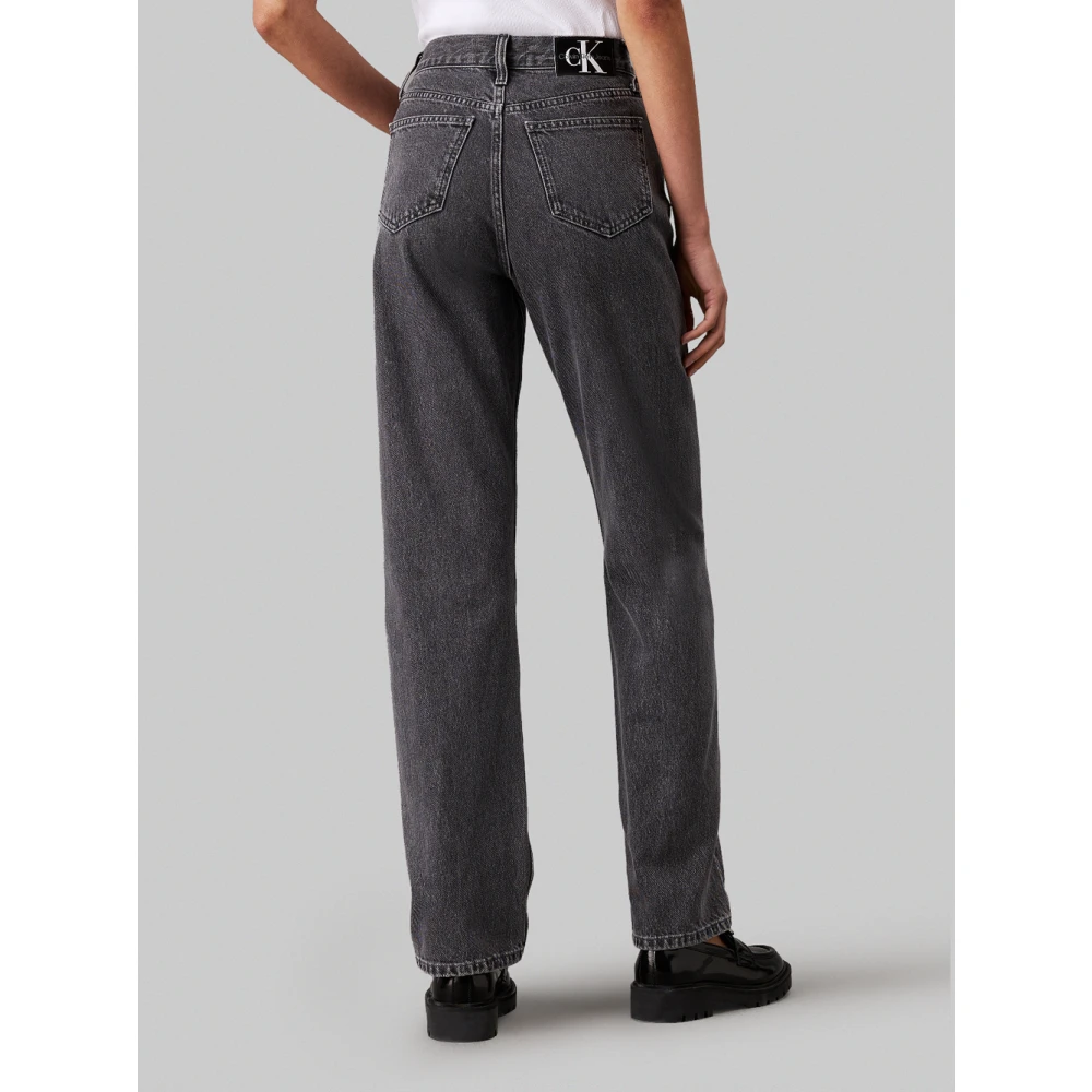 Calvin Klein Jeans Hoge Taille Rechte Grijze Jeans Gray Dames