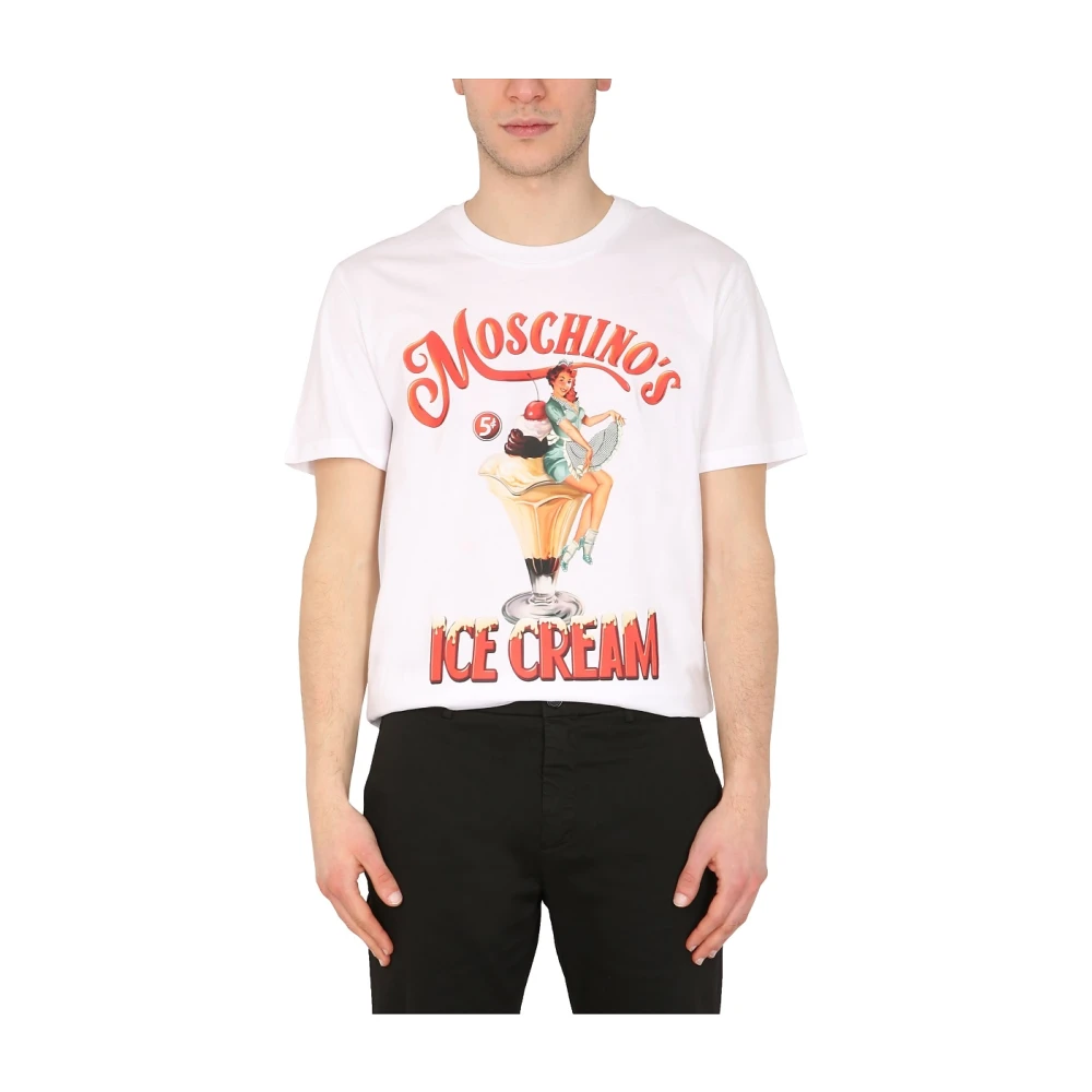 Moschino IJsprint T-shirt White Heren
