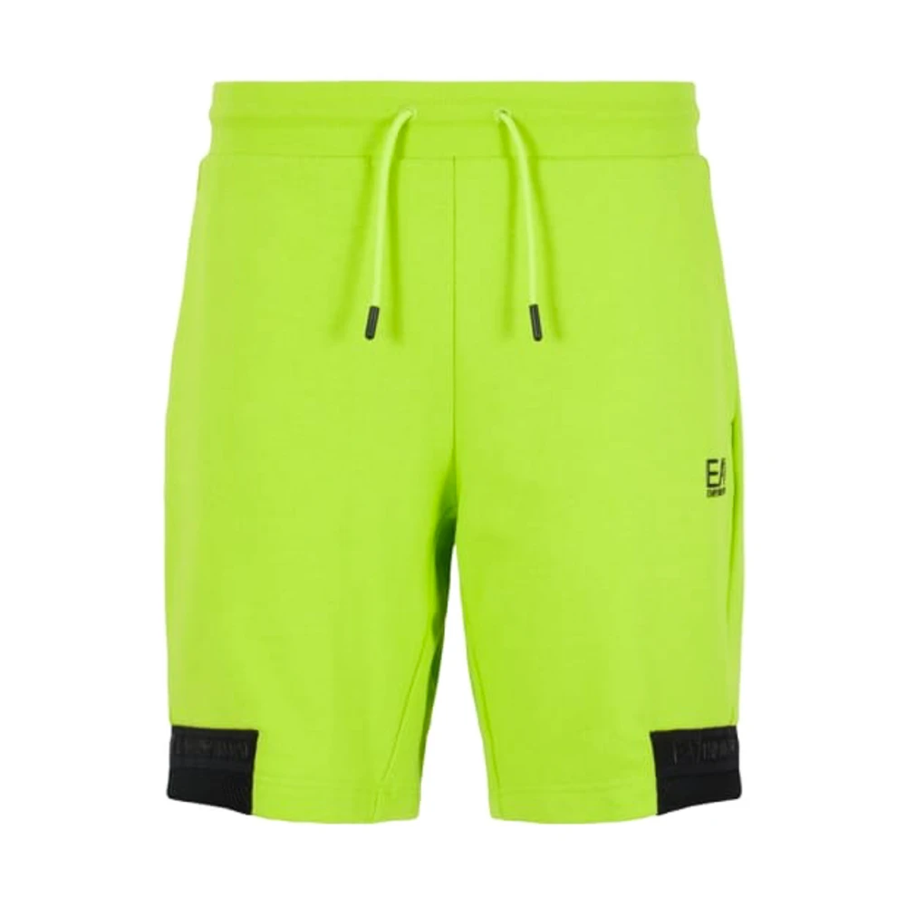 Emporio Armani EA7 Fluorescerande gula shorts med kontrastdetaljer Green, Herr
