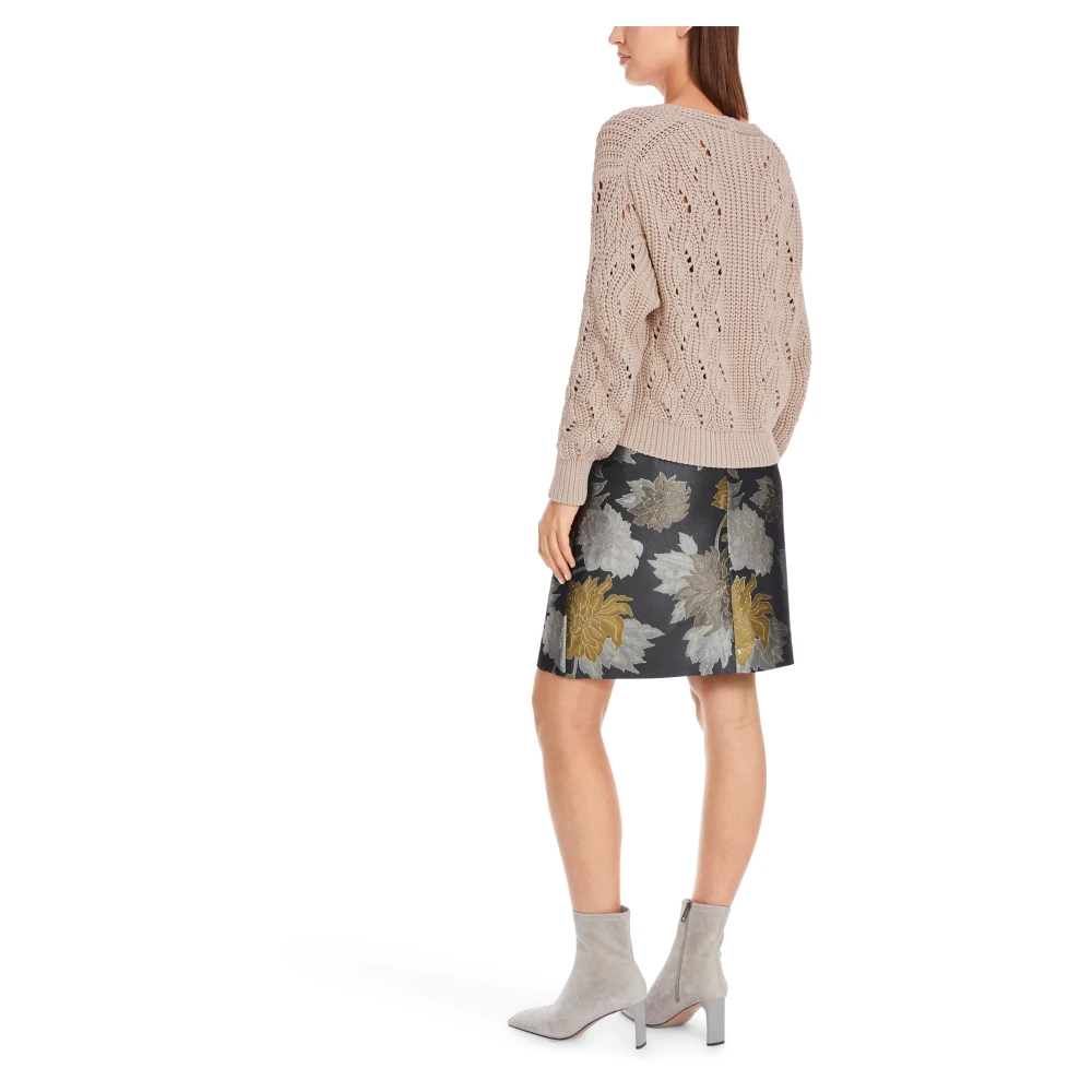 Marc Cain Grob Gebreide Pullover met V-Hals Beige Dames