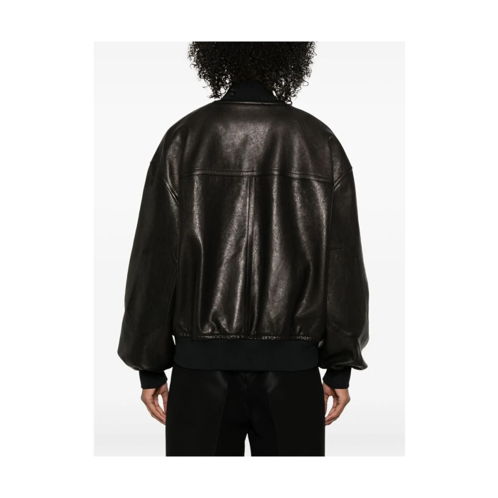 Khaite Zwart leren bovenkleding met drukknoopsluiting Black Dames