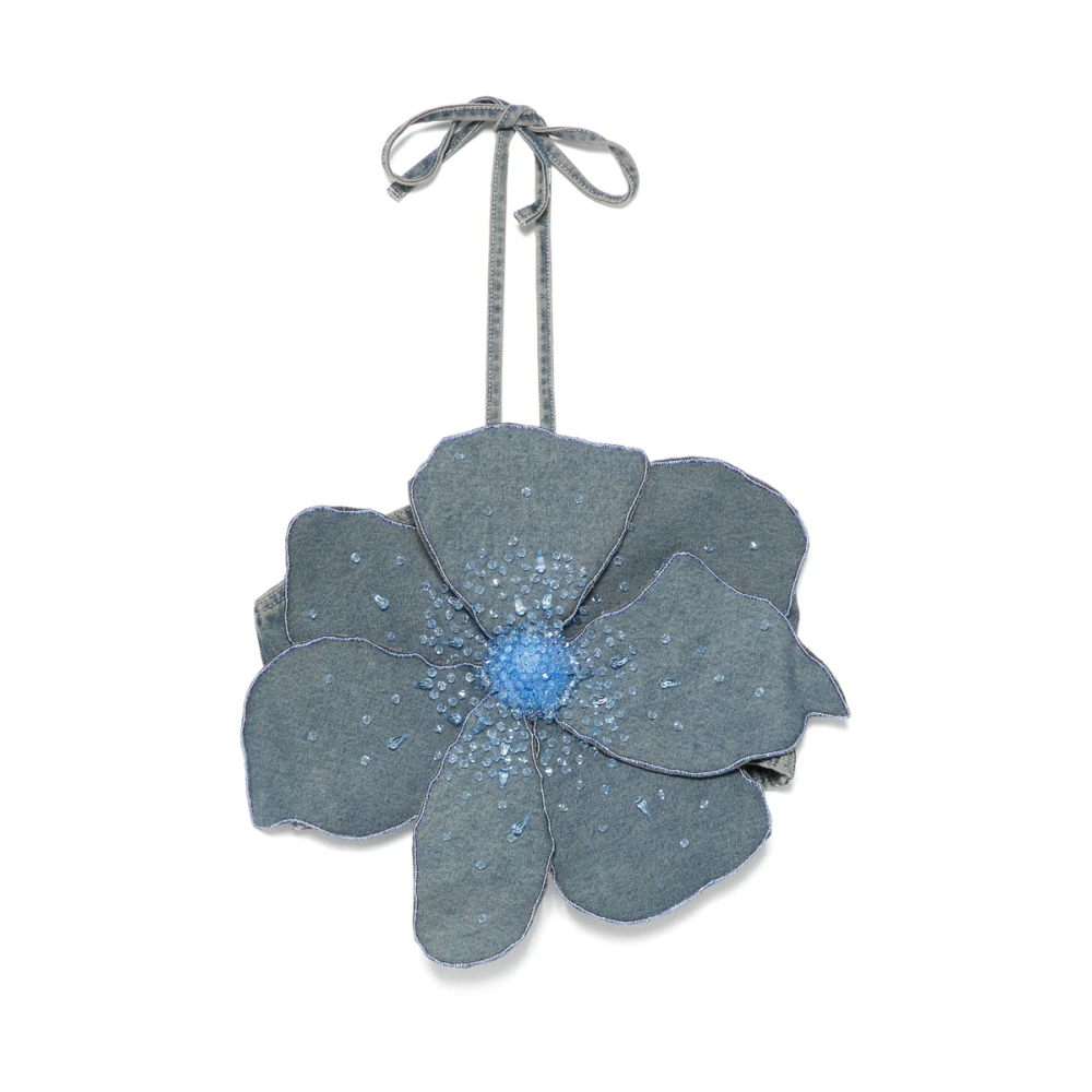 Patbo Indigo Blauwe Bloemen Halternek Jurk Blue Dames