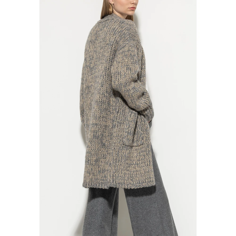LUISA CERANO Bouclé Gebreid Vest met Shawl Kraag Gray Dames