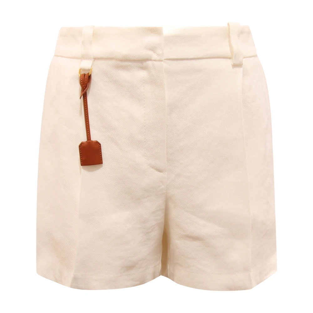 Elisabetta Franchi White Short Shorts, Female, L, Sh01252e2 Linen-Blend Gabardine Shorts