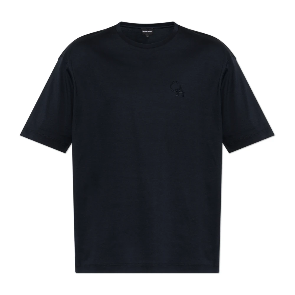 Giorgio Armani Homme Bleu - T-Shirt Avec Logo Brodé - Tops - Taille: L