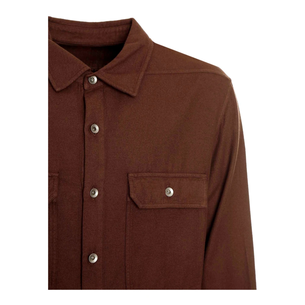Rick Owens Klassiek katoenen overhemd met knoopsluiting Brown Heren