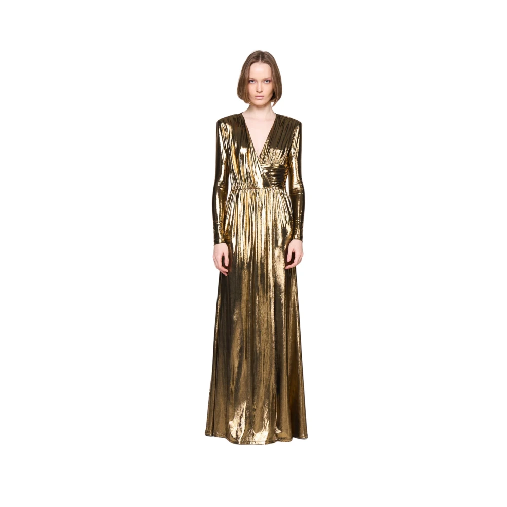 Silvian Heach Lange Gedrapeerde Jurk Yellow Dames