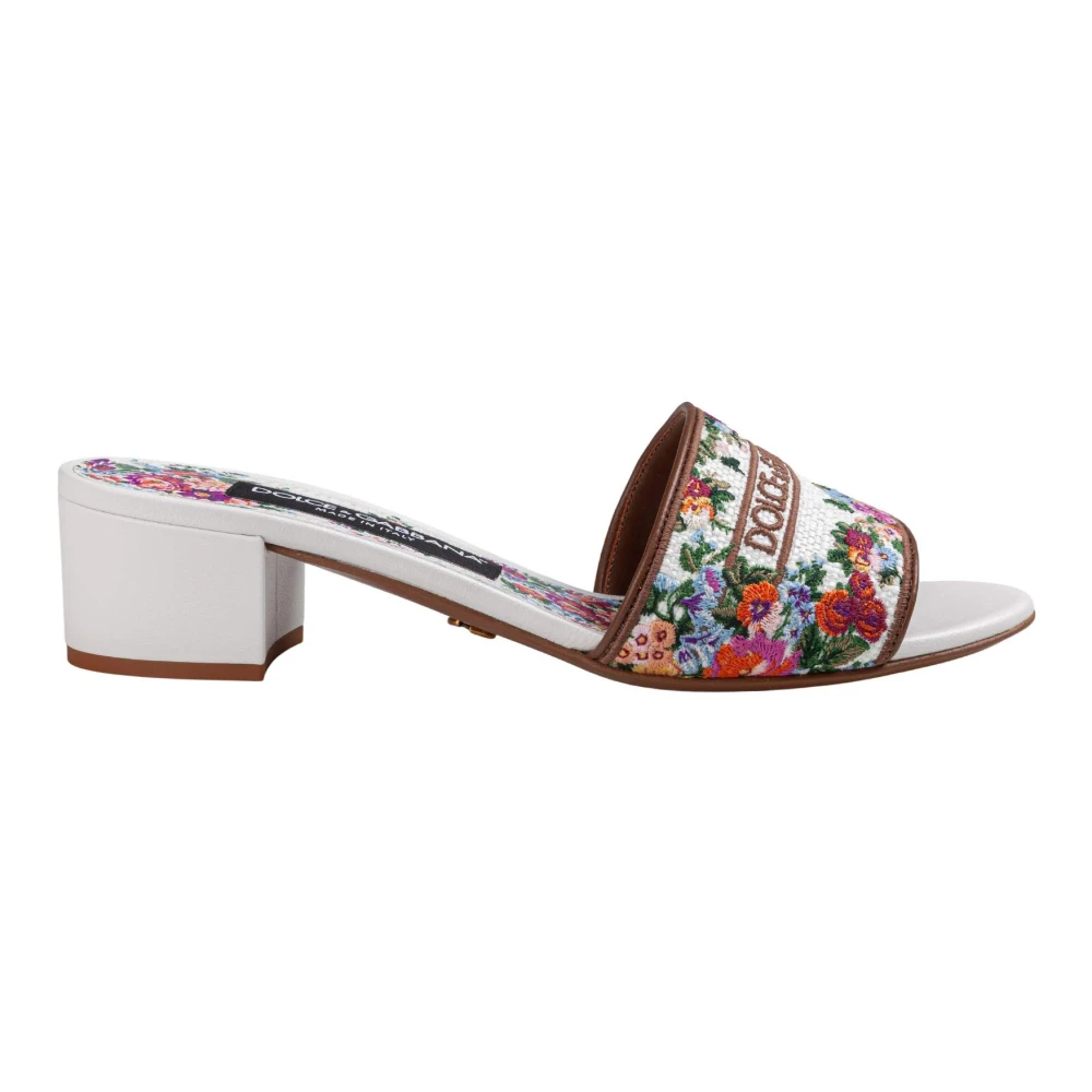 Dolce & Gabbana Women's Multicolor Floral-Pattern Heeled Sandals - Heeled Mules - 7 Uk - Shoes