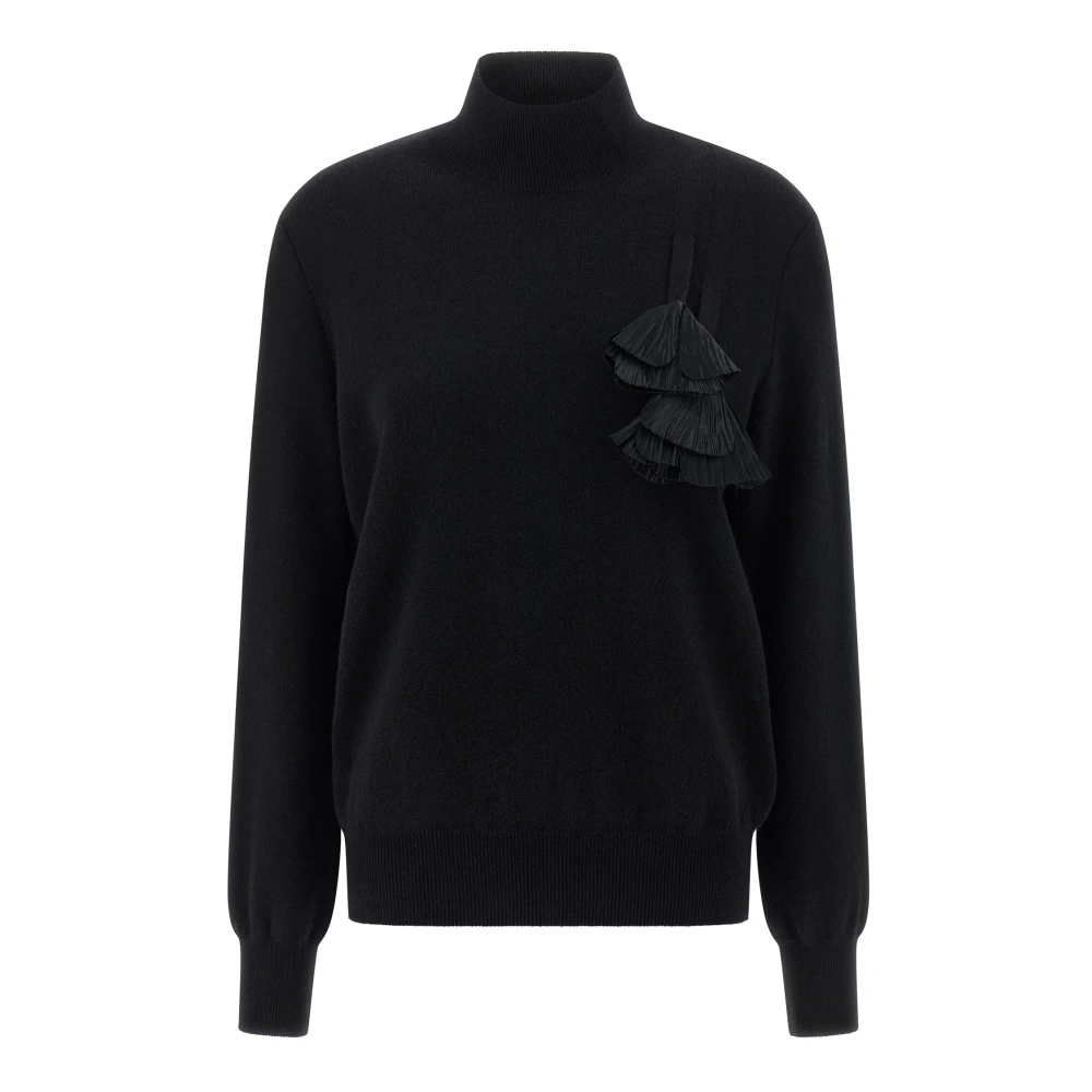Ferragamo Women's Black Floral Insert Sweater