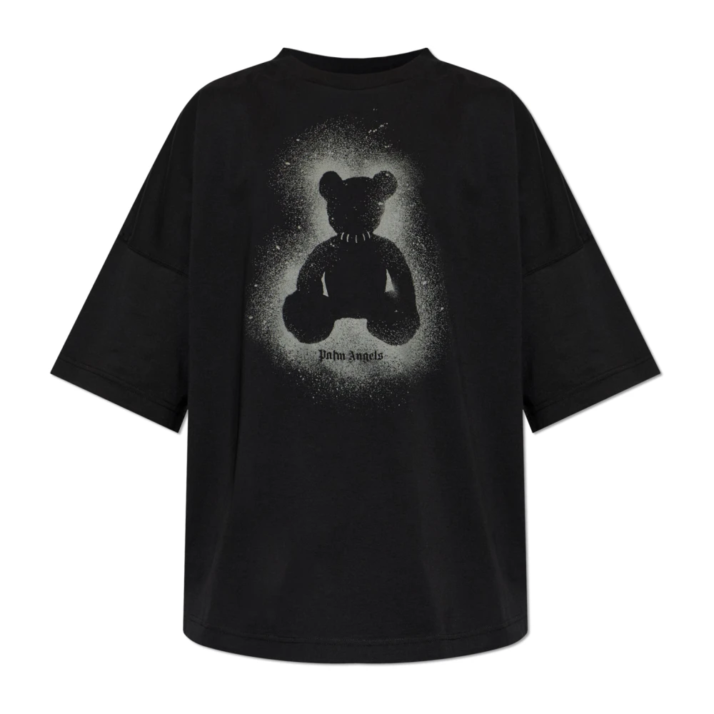 Palm Angels Mannelijk Zwart Tops Heren, S, Katoen, T-Shirt Met Logoprint