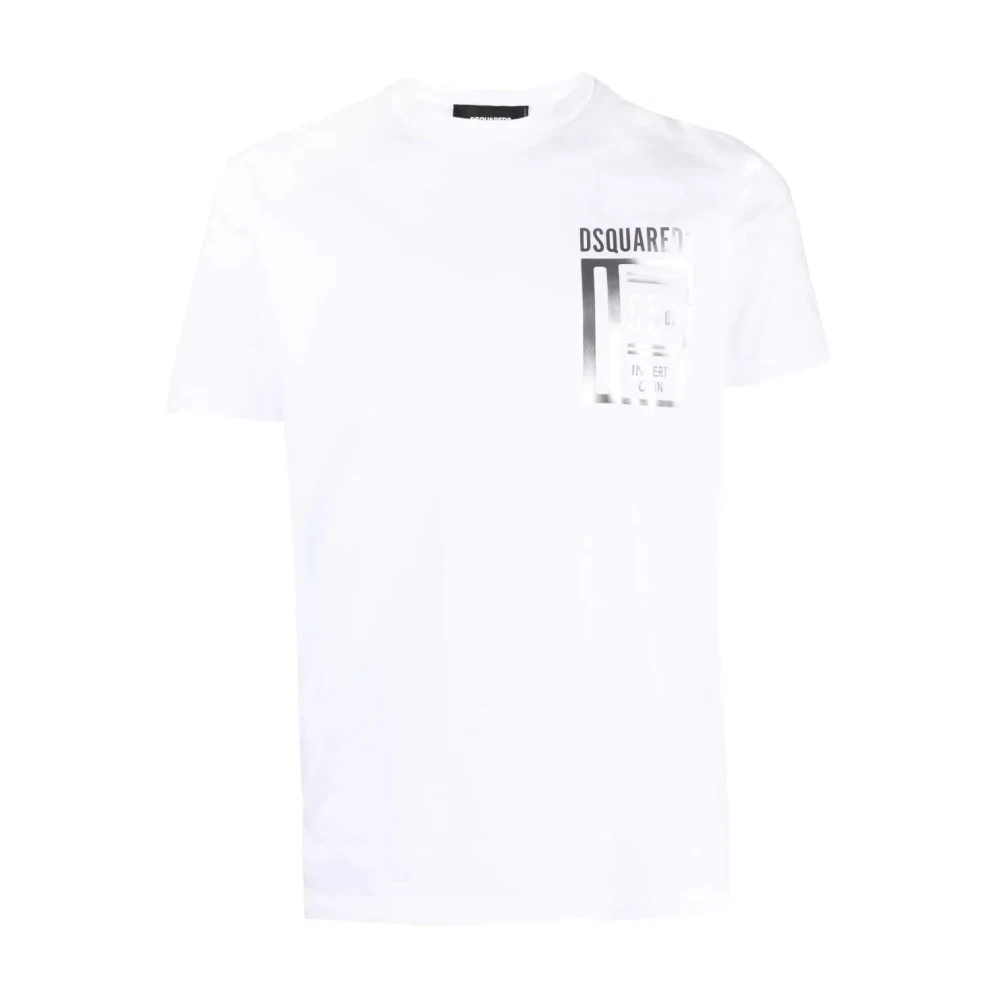 Dsquared2 Men's White T-Shirts, M, Logo Printed Crewneck T-Shirt