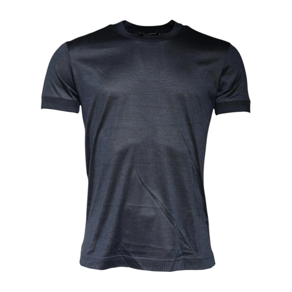 Dolce & Gabbana Luxe Blauwe Zijden Crew Neck T-Shirt Blue Heren